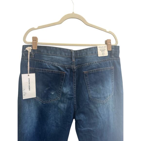 NWT American Bazi 13 Juniors Blue Boyfriend High Rise Distressed Jeans #5517 - Picture 8 of 16